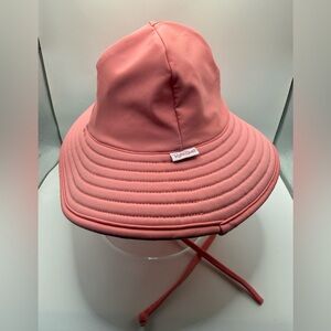 RuffleButts Toddler Sun Hat Pink Wide Brim Chin Strap 12m-2T Swim Beach